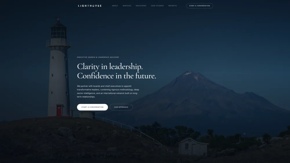 Lighthouse Advisory website homepage, designed and built by MOGGED